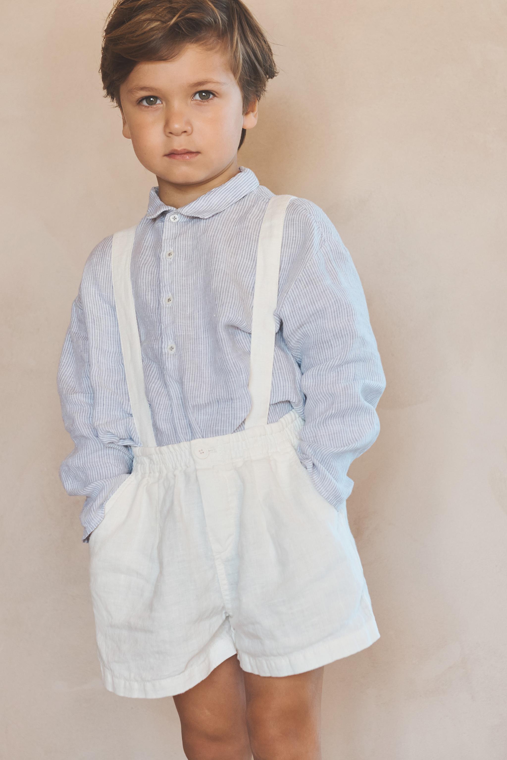 2-5 YEARS / LIMITED EDITION 100% LINEN REMOVABLE SUSPENDER SHORTS
